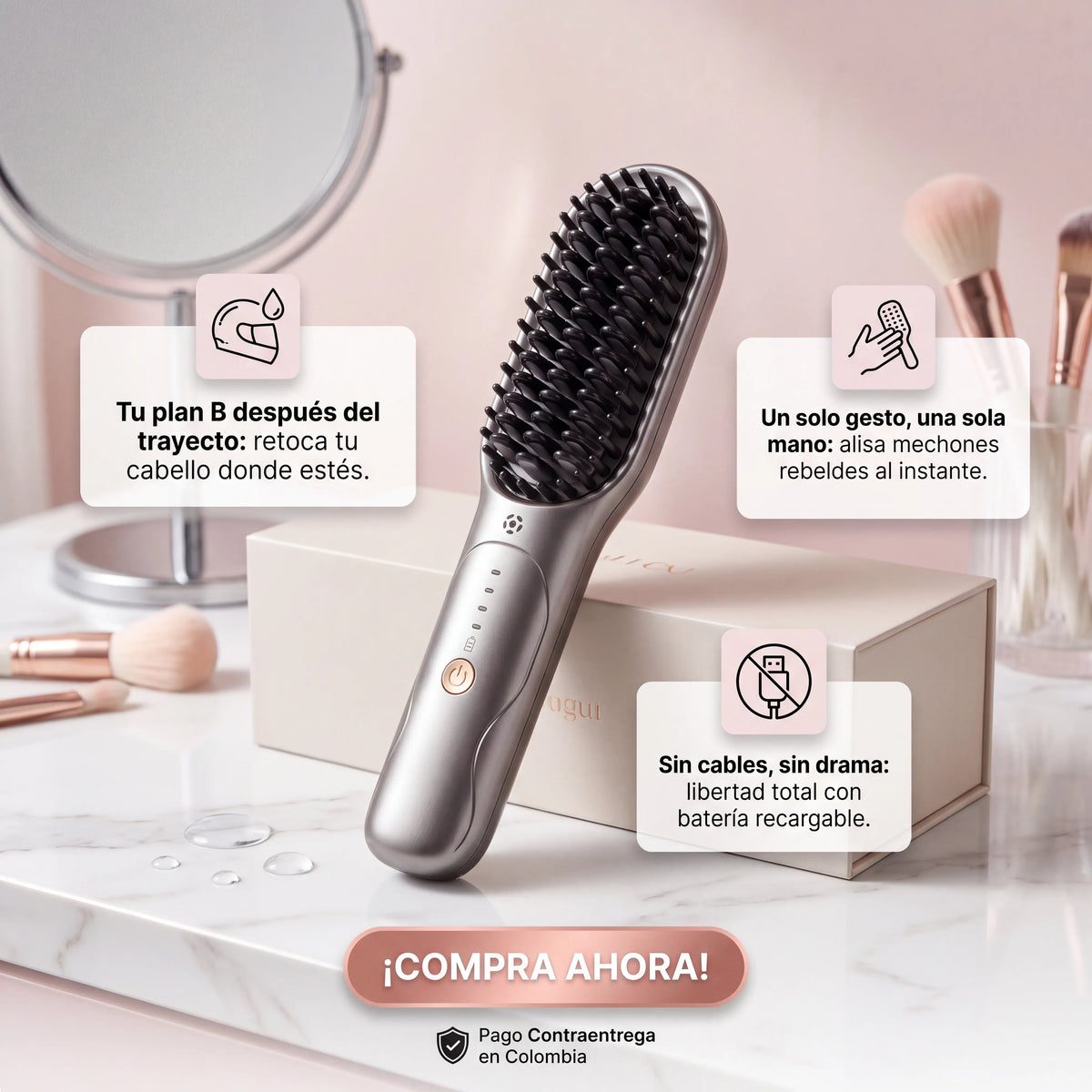 Cepillo Alisador Ionico Inalambrico
